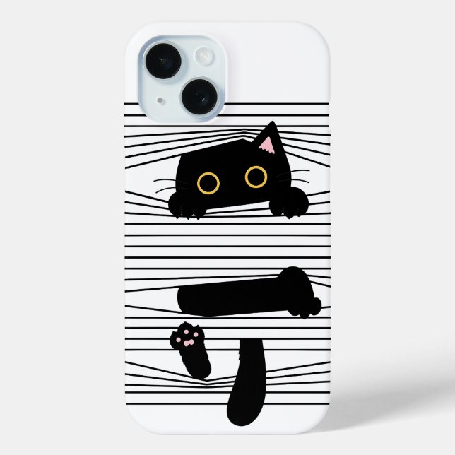 Coques Case-Mate iPhone Hidden Black Cat Cute Funny Minimalist Animal Love (Verso)