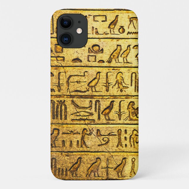 Coques Case-Mate iPhone Hiéroglyphes égyptiens anciens iPhone jaune 11 Coq (Dos)