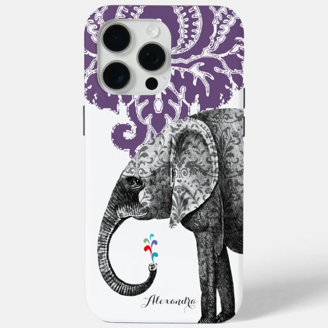 Coques Case-Mate iPhone Hindi Floral Pattern Elephant Damask (Verso)
