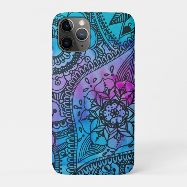 Coques Case-Mate iPhone Hippie floral Motif - Bleu par Megaflora (Dos)