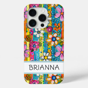 Coque iPhone 15 Pro Hippie Flower Power Personnalisé