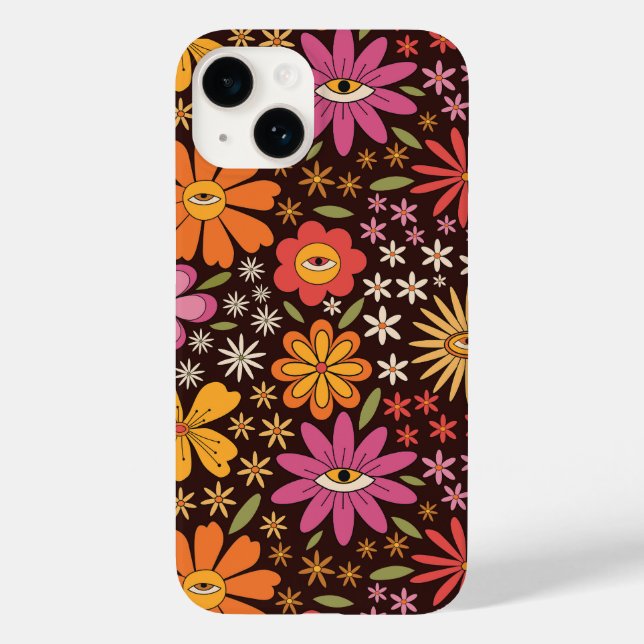 Coques Case-Mate iPhone Hippie Psychédélique les années 70 Fleurs Super Mo (Verso)