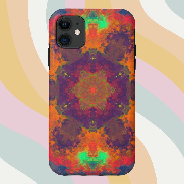 Coques Case-Mate iPhone Hippie psychédélique violet orange et vert (Créateur téléchargé)
