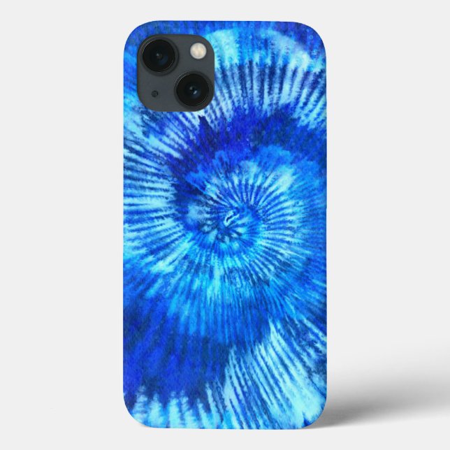 Coques Case-Mate iPhone Hippie Tie Dye Motif Aquarelle bleu moderne (Verso)