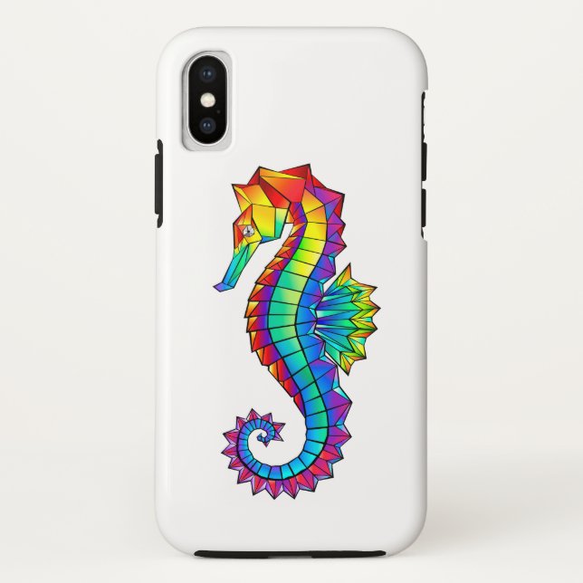Coques Case-Mate iPhone Hippocampe polygonal arc-en-ciel (Dos)