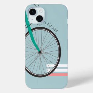 Coque iPhone 15 Mini Hipster Bicycle Pastel Roue Nom personnalisé