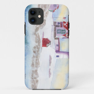Coque iPhone 11 hiver à Nubble LIghthouse dans le Maine