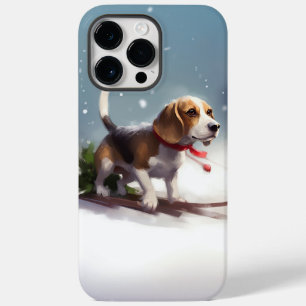 Coque Pour Pour iPhone 14 Pro Max hiver de neige de Noël beagle