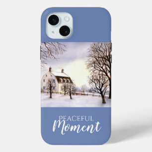 Coque iPhone 15 Mini Hiver en Nouvelle-Angleterre aquarelle peinture