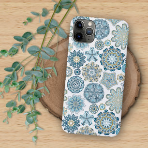 iPhone 13 Pro Max Case Hiver Turquoise Turquoise bleu Mandala Art Motif