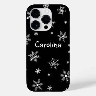 Coque Pour iPhone 14 Pro hivernal noir blanc nom du motif