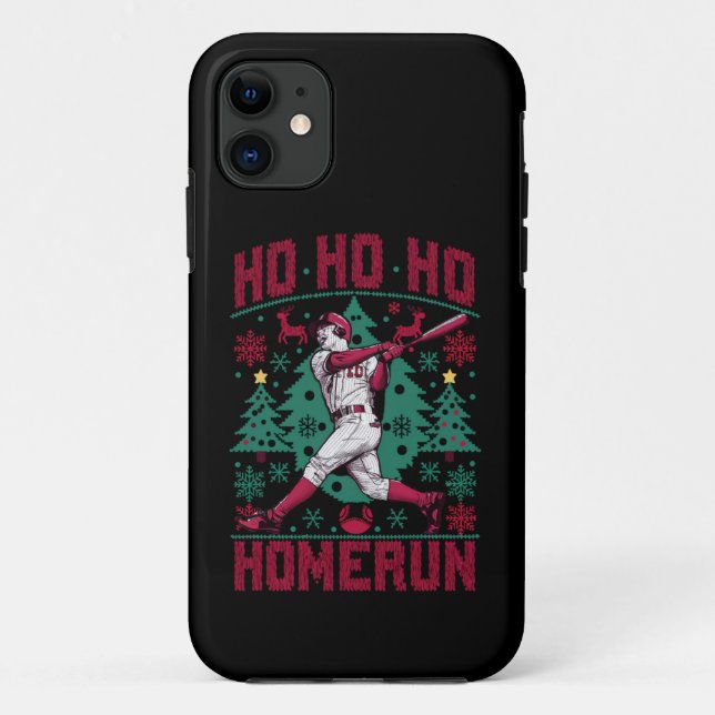 Coques Case-Mate iPhone Ho Ho Homerun Baseball Laid Christmas Sweat (Dos)