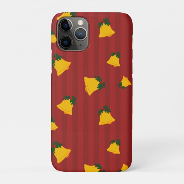 Coques Case-Mate iPhone Holiday Red Gold Stripe Bells Christmas (Dos)