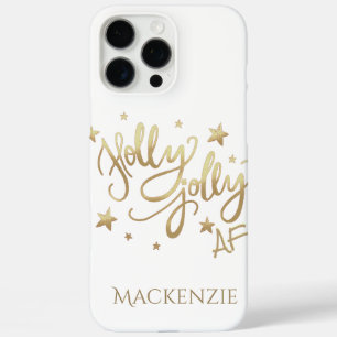Coques iPhone 16 Pro Max Holly Jolly AF   Shiny Gold Faux Foil Script