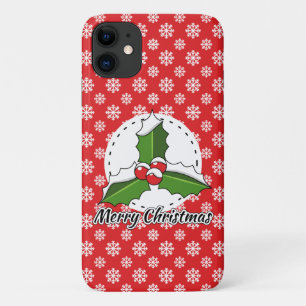 Case-Mate iPhone Case Holly on Red White Snowflakes