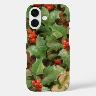 Coque Pour iPhone 16 Holly Tree Noël Vintage