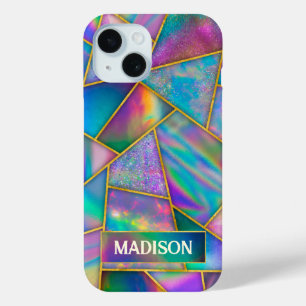 Coque Pour iPhone 15 Holographe élégant chic faux or