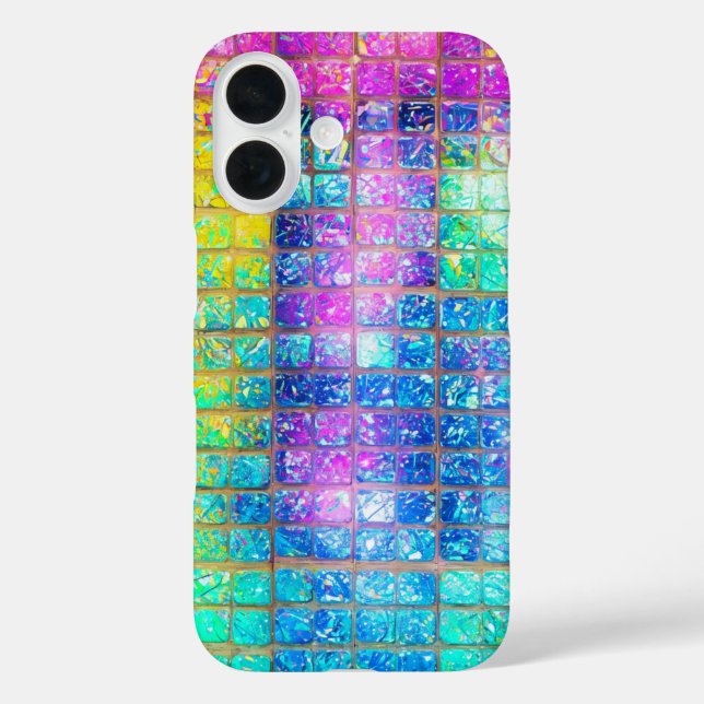 Coques Case-Mate iPhone Holographic Mosaic Tile Rainbow Phone Case (Verso)