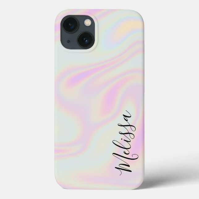 Coques Case-Mate iPhone Holographique Elegant Iridescente Nom Arc-en-ciel (Verso)