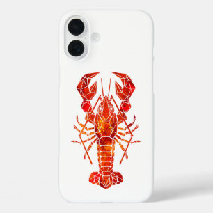 Coques iPhone 16 Plus Homard polygonal rouge