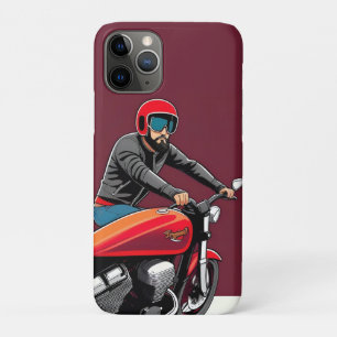 Case-Mate iPhone Case Homme Illustré Chevauchant une Moto Rouge Rétro