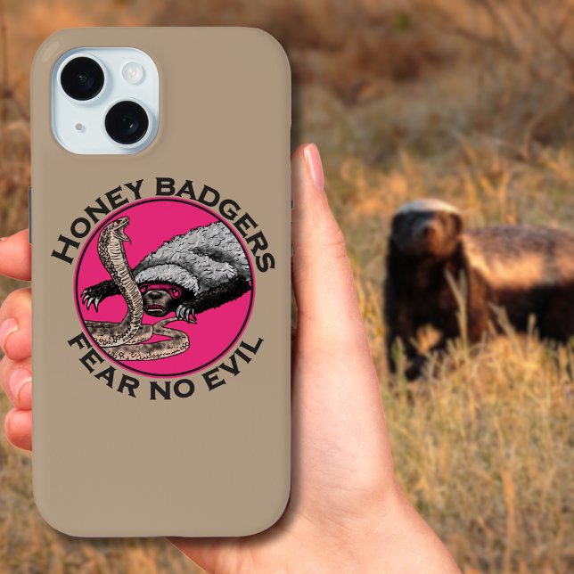Coques Case-Mate iPhone Honey Badger versets Snake Quote (Honey badgers fear no evil quote with honey badger verses snake illustration phone case)