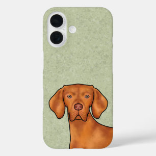 Coque Pour iPhone 16 Hongrois Vizsla Caricature Pointeur Chien vert têt