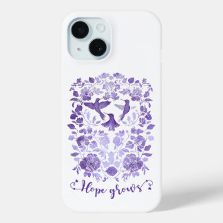 Coque Pour iPhone 15 Hope Grosses - Lavender Linocut Bird Inspirational