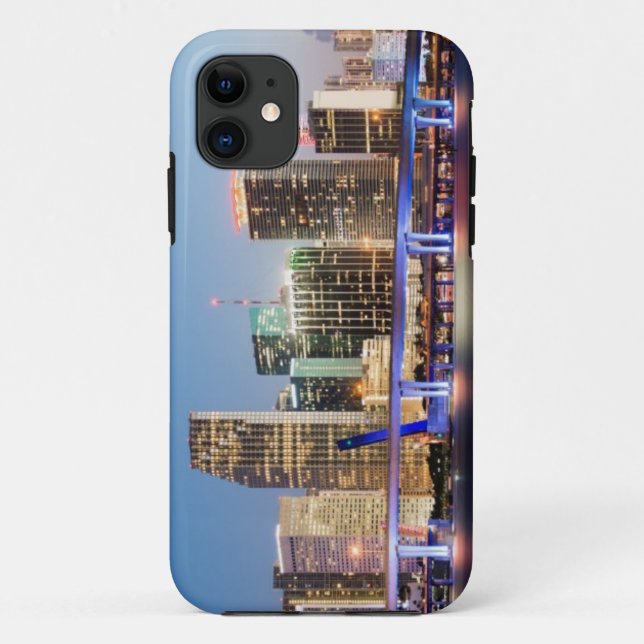 Coques Case-Mate iPhone Horizon lumineux de Miami du centre au crépuscule (Dos)