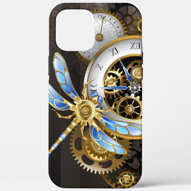 Coques Case-Mate iPhone Horloge à vapeur avec libellule mécanique (Verso)