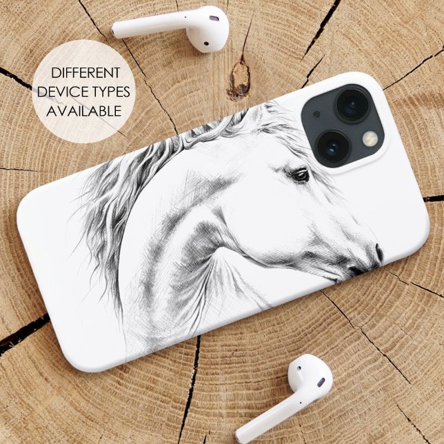 Coques Case-Mate iPhone Horse portrait drawing equestrian art (Créateur téléchargé)