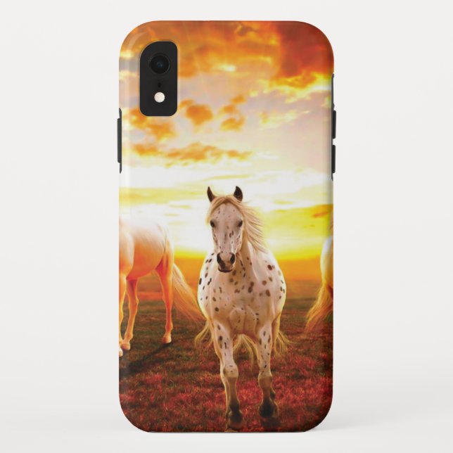 Coques Case-Mate iPhone Horses at sunset throw pillow (Dos)