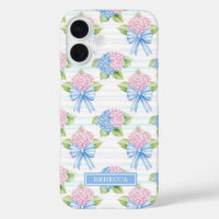 Hortensias bleus et roses