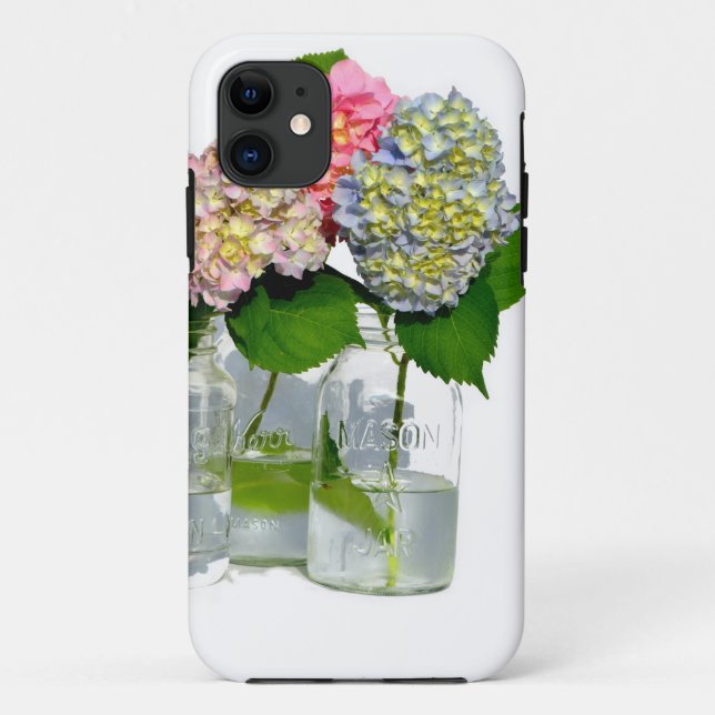 Coques Case-Mate iPhone hortensias et pot Mason (Dos)