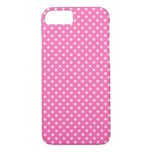 Coque iPhone 7 Hot Pink #2 et White Polka Dots