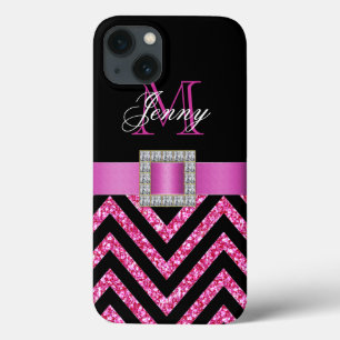 Case-Mate iPhone CASE HOT PINK CHEVRON NOIR GLITTER GIRLY