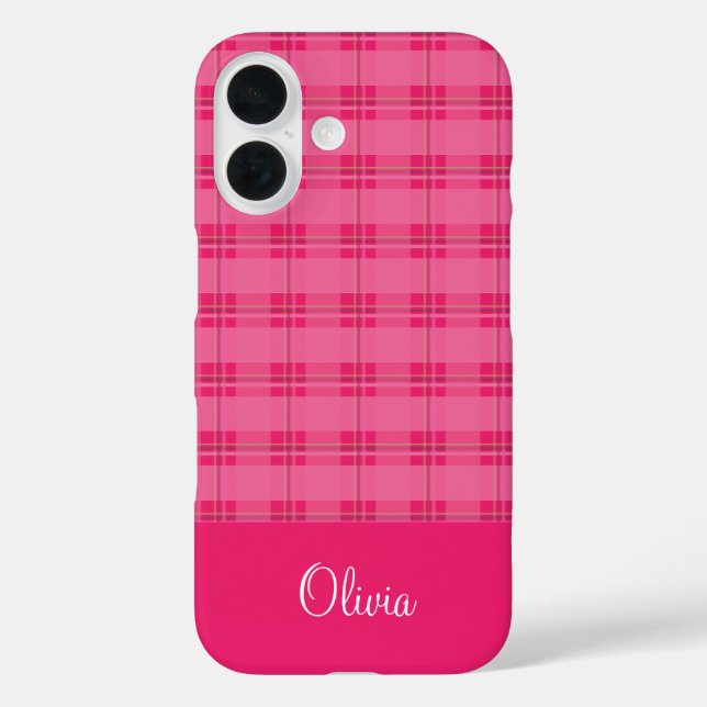 Coques Case-Mate iPhone Hot Pink Plaid (Verso)