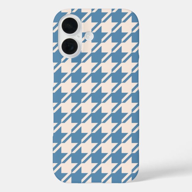 Coques Case-Mate iPhone Houndstooth Blue+Cream Big Motif (Verso)