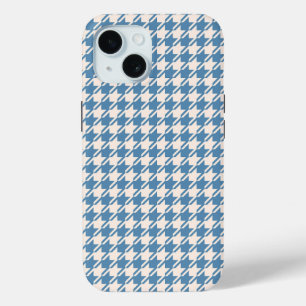 Coque Pour iPhone 15 Houndstooth Blue+Cream Rpt Motif