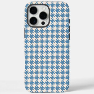 Coques iPhone 16 Pro Max Houndstooth Blue+Cream Rpt Motif