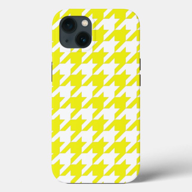 Coques Case-Mate iPhone Houndstooth élégant au citron (Verso)