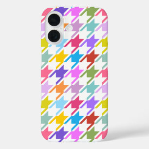 Coque Pour iPhone 16 Houndstooth Multicolor+White Big Motif