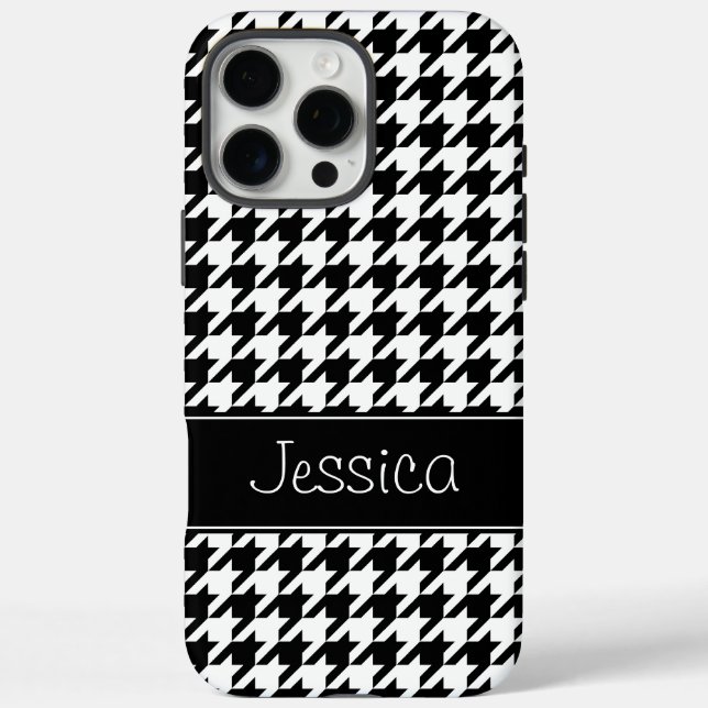Coques Case-Mate iPhone Houndstooth noir et blanc Preppy Personnalisé (Verso)