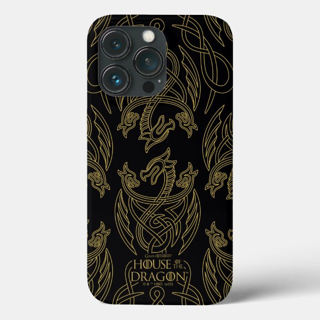 Coques Case-Mate iPhone HOUSE of the Dragon | Gold Filigree Dragon Pattern (Verso)