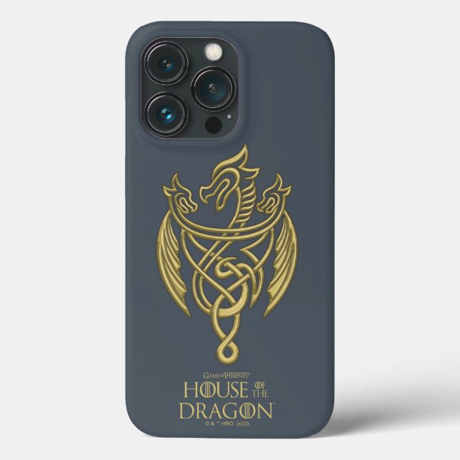 Coques Case-Mate iPhone HOUSE of the Dragon | Golden Filigree Dragon Crest (Verso)