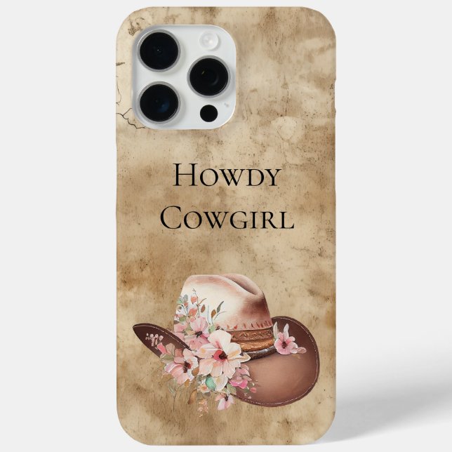 Coques Case-Mate iPhone Howdy Cowgirl rose Floral Casquette Western Chic (Verso)