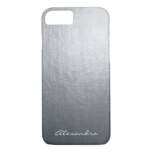 Coques Case-Mate iPhone Huile de métal argenté Monogramme (Dos)