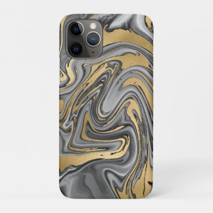 Case-Mate iPhone Case Huile Noire, Blanc Et Or Marbré Slick Abstrait