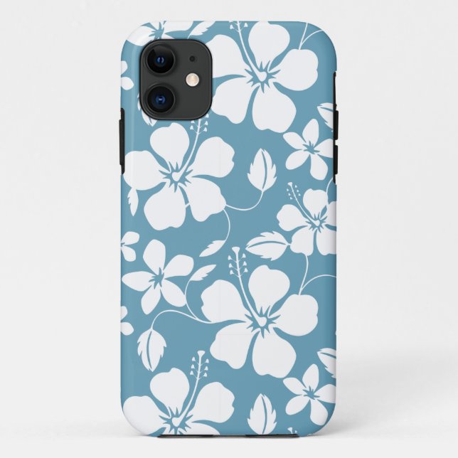 COQUES Case-Mate iPhone HULA HAÏIENNE (HIBISCUS) ESCLAT BLEU (Dos)
