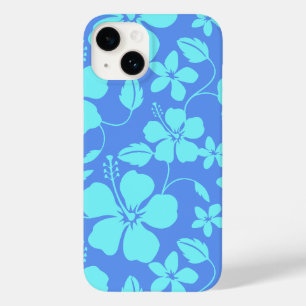 COQUE POUR iPhone 14 HULA HAWAIEN (HIBISCUS) PERVENCHE/TEAL